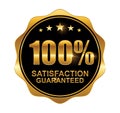 Golden 100% Guarantee Logo Sign Royalty Free Stock Photo