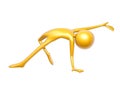 Golden guy doing yoga training