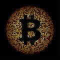 Golden halftone crypto bitcoin sign