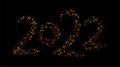 Golden halftone 2022 sign on black background