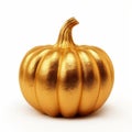 Gold Pumpkin Isolated On White - 3d Model With Emphasis On Texture