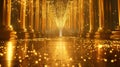 A golden hallway with lights and columns Royalty Free Stock Photo