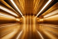 golden hallway with a round window at the end. Royalty Free Stock Photo