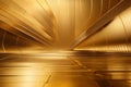 golden hallway with a round window at the end. Royalty Free Stock Photo