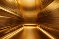 golden hallway with a round window at the end. Royalty Free Stock Photo