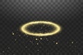 Golden halo angel ring. Isolated on black transparent background, vector illustration Royalty Free Stock Photo