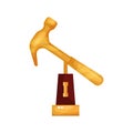 Golden hammer award, trophy statuette cartoon Illustration