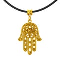 Golden Hamsa, Hand of Fatima Amulet Coulomb. 3d Rendering Royalty Free Stock Photo