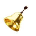 Golden hand bell isolated on white background Royalty Free Stock Photo