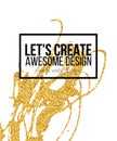 Golden hand-drawn design elements. Vector templates for posters, flyers, brand, brochure. Golden, black, white Royalty Free Stock Photo