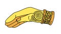 The golden hand. Jamie`s hand prosthesis. Element from Game of Thrones