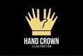 Golden Hand King Queen Crown Icon Symbol Illustration Vector