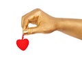 Golden hand with a red heart Royalty Free Stock Photo