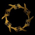 Golden hands in circle. Royalty Free Stock Photo