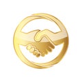 Golden handshake icon. Vector illustration.