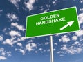 Golden handshake point traffic sign