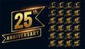 Golden happy anniversary premium labels logotype set