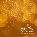 Golden happy diwali celebration firework background design