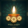 Golden happy diwali premium festival card design