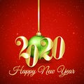 Golden 2020 Happy New Year Background with christmas bauble Royalty Free Stock Photo