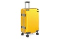 Golden Hardside Luggage with Spinner Wheels and Telescoping Handle. 3D rendering