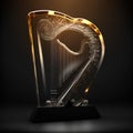 golden harp on black background, 3d render, square image