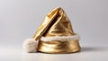 Golden hat of Santa Claus, festive atmosphere.