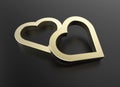 Golden heart on black background with clipping path 3d render Royalty Free Stock Photo