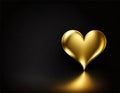 Golden heart on black background. Valentine\'s day concept.