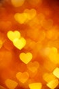 Golden heart bokeh background photo, abstract holiday backdrop Royalty Free Stock Photo