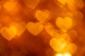 Golden heart bokeh background photo, abstract holiday backdrop Royalty Free Stock Photo