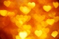 Golden heart bokeh background photo, abstract holiday backdrop Royalty Free Stock Photo