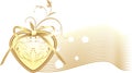 Golden heart with bow. Decorative banner