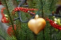 Golden heart. Christmas tree toy.