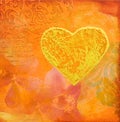 Golden Heart On Collage Background