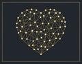 Golden heart connected from lines and dots