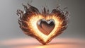 golden heart in the fire flaming heart that beats with warmth