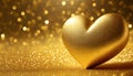 Golden heart on glitter background. Valentine\'s day concept.