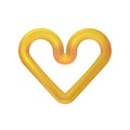 Golden heart icon isolated on light background. Gold the frame. Abstract rounded design element for Valentines Day. Love symbol.