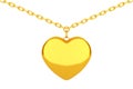 Golden Heart Medallion on chain. 3d Rendering Royalty Free Stock Photo