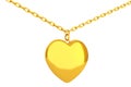 Golden Heart Medallion on chain. 3d Rendering Royalty Free Stock Photo