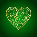 Golden Heart with Ornament in Green