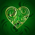 Golden Heart with Ornament in Green