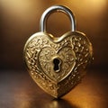 Golden heart padlock. Generative AI