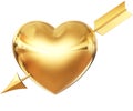 Golden heart pierced by arrow