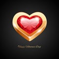 Golden Heart with Ruby Icon