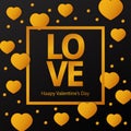 Golden heart shape frame illustration. Valentine, romance, love concept Royalty Free Stock Photo