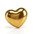 Golden Heart Shape Object with Reflective Surface on White Background love romance Royalty Free Stock Photo