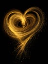 Golden Heart Shape With Swirling Effects on Black Background, Representing Love and Warmth, Created Using Digital Royalty Free Stock Photo