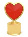 Golden heart shaped prize on white